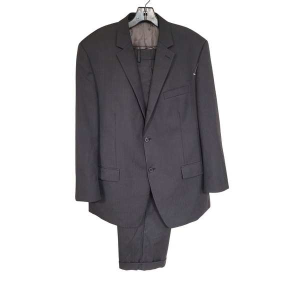 Joseph Abboud Mens Suit44 R & Charcoal Pinstripe 100% Wool Dress Pants 40X32